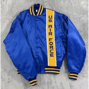 Vintage US Air Force Jacket Mens L Military Satin Bomber Made In USA‎ 80s 90s
